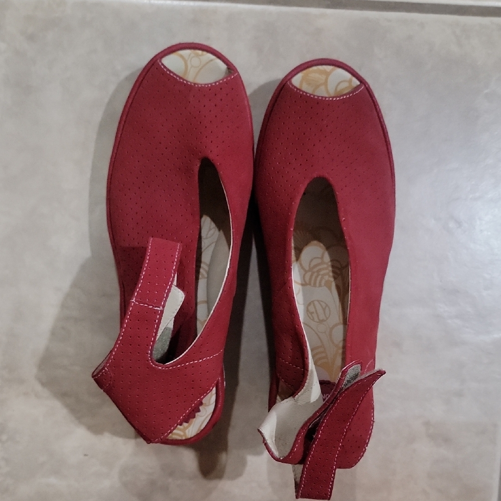 Fly London Red Peep Toe Sandals